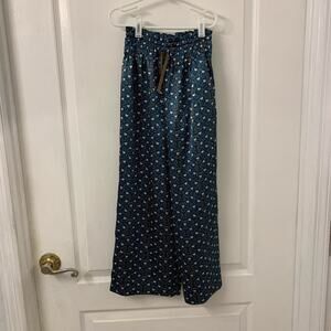 NWT Zara Silky Pants Wide Leg Blue Teal Size 9